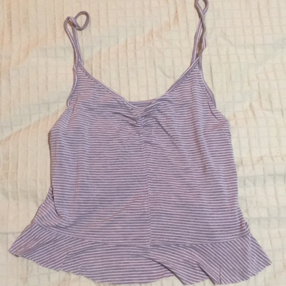 Maroon and White Stripped Cropped Tank